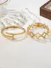 Elegante y Versátil Sencillo Hueco Trébol de Cuatro Hojas para Uñas Incrustado con Circonita Conjunto de Pulseras Modelo Más Vendido Transfronterizo Europeo y Americano para Mujeres