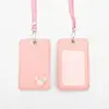Juego de tarjetas para colgar insignia de cuero de doble capa, juego de tarjetas de identificación de empleado, tarjeta de acceso para entrada de autobús, juego de tarjetas de comida para estudiantes, juego de identificación