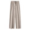 Pantalones de pierna ancha de estilo coreano para mujer, de punto de lana pura, de cintura alta, elegantes, sencillos y combinables, informales.