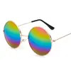Gafas de Sol Redondas Retro Europeas y Americanas para Adultos, Lentes Reflectantes de Colores, Gafas de Sol con Montura Redonda al por Mayor