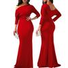 Estación independiente de Amazon Europa y Estados Unidos transfronteriza moda sexy hombro oblicuo pecho micro arrugado vestido de mujer