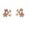 Pendientes de mariposa con camelia francesa, aguja de plata S925, pendientes de moda sencillos y avanzados, pendientes versátiles con perlas de cristal.