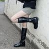 Suela Deportiva Más Cómoda Tubo de Ancho Ajustable Hebilla de Cinturón Botas de Caballero 2025 Otoño e Invierno Punta Redonda Tacón Medio Botas Altas para Mujer