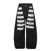 Jeans de Pierna Ancha con Parches de Rayas de Zebra para Hombre, Nuevo Estilo de Primavera con Aberturas, Pantalones Largos Casuales Sueltos para Mujer