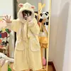 Pijama doce de menina hamster com capuz, novo conjunto quente de flanela de coral espessa para outono e inverno, roupa de casa para estudantes