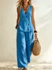 Suministro Exclusivo Transfronterizo 2026 de Ropa de Verano para Mujer Europea y Americana, Conjunto de Chaleco Abotonado, Cárdigan y Pantalones Largos de Color Sólido Casual Estilo Vacacional
