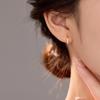 Pendientes de Aro con Forma de C de Plata S925 con Diamante Destellante Banyan Tree para Mujer, Lujo Ligero, Exquisitos, de Nicho, para Lóbulo Perforado, Pendientes Sencillos