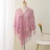 Novo lenço de seda de primavera e outono lenço triangular de renda fina xale para mulheres cheongsam externo vestimenta chinesa turbante com borlas
