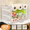 Estante de almacenamiento para film de cocina ondulado, estante multicapa apilable sin taladro para el interior del gabinete, escurridor de rejilla para cucharas y tenedores