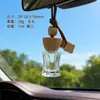 Frasco de Fragrância para Carro com Tampa de Madeira Maciça, Frasco Vazio de Vidro com Fundo Espesso, Pingente de Perfume Vintage, Frasco Vazio de Óleo Essencial para Carro, Item de Exportação Mais Vendido