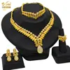 Joyería de Dubái chapada en oro de 24k traje de joyería nupcial collar pendientes Oriente Medio Dubái oro joyería de boda juego de cuatro piezas