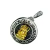 Colgante de Plata de Ley S925 Dios Amarillo de la Riqueza Estilo Étnico Galvanizado Vintage Caja Gawu Colgante de Collar Versátil de Alta Gama para Hombres y Mujeres
