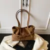 2025 Nuevo Bolso de Axila con Textura de Gamuza Otoño e Invierno Bolso de Hombro de Gamuza Escarchada Bolso Baguette Retro de Nicho