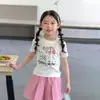 Roupas Infantis Aimo Beibei Camiseta Curta de Verão Infantil Slim Fit de Manga Curta para Meninas Estampa Fofa de Dálmata Desenho Animado