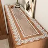 Mantel de Mesa Transparente con Encaje para Aparador Vidrio Suave de PVC Mantel para Mueble de TV Lujo Ligero Encimera de Zapatero de Gama Alta