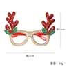Gafas de Decoración Navideña para Adultos y Niños, Accesorios para Fotos de Fiesta Navideña, Montura Dorada con Astas Largas