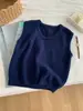 Colete de Tricô Liso Colorido com Decote U para Mulheres, 26 Outono/Inverno Estilo Coreano Fashionável Camada Versátil Sem Mangas Suéter Colete