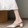 Sandalias Casuales de Moda Cerradas para Mujer, Nueva Colección Primavera/Verano 2026, con Punta Fina y Tacón Grueso, Transfronterizo