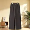 Pantalones casuales rectos holgados de cintura alta, versátiles y elegantes, para mujeres de mediana edad y mayores, para otoño e invierno, con forro polar y diseño engrosado