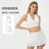 Conjunto de Ropa de Yoga para Entrenamiento Profesional de Mujer, Sujetador Deportivo con Cuello Polo, Secado Rápido, Transpirable, para Fitness, Tenis, Falda Plisada