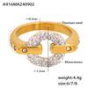 Anillo de acero de titanio chapado en oro real de 18 quilates con estrellas brillantes y palabra del día del viento de Europa y Estados Unidos para mujer.
