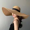 Chapéu de sol feminino extra grande para verão, proteção solar e viagem, chapéu de férias, chapéu de praia com aba larga, chapéu de sol, chapéu estilo britânico para senhora