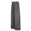C992 Estilo Old Money da High Street Unissex High-End Design de Dobras Plissadas Corte Reto Calças Casuais Largas Soltas Masculinas