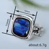 Anillos Vintage al por Mayor para Mujer Cao Shi Shein Comercio Electrónico de Comercio Exterior, Diseños en Forma de Corazón y Cuadrados en Tono Azul, Pegatina Estilo Vintage