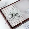 Pinza para el pelo con lazo de flor de organza con estampado de lunares, adornos de pedrería y borlas de perlas, accesorio de pinza de tiburón de pedrería, accesorio de horquilla