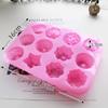 12 formas de gelatina de flor DIY vela de aromaterapia bolo assar gesso molde de sabão artesanal molde de gelo molde de silicone