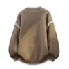 Nova coleção outono/inverno 2026: suéter pulôver, gola redonda, color block, estilo coreano, modelagem solta, top de tricô casual para jovens homens