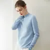 Suéter de cachemira para mujer, amigable con la piel, con bordes enrollados, cuello semi alto, manga larga, ajuste holgado, capa base, tejido de punto listo para usar de primera línea
