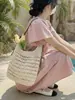 2026 Bolso de Punto de Gran Capacidad Nuevo, Bolso Tejido Casual de Hombro Hueco Estilo Coreano, Bolso de Mano para Vacaciones en la Playa