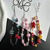 Cadena para teléfono estilo Ins con estrellas rojas, cordón para funda de teléfono de rugby, accesorio de cadena para cámara con cuentas DIY
