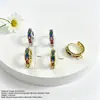 Accesorios de Pendientes Redondos de Circonio de Colores de Venta Caliente Transfronterizos Clips para Orejas y Colgantes para Orejas Chapados en Cobre 18K de Alta Retención de Color Materiales para Accesorios de Joyería DIY