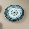 Cuencos y Platos de Cerámica Blue Charm: Popular Vajilla de Estilo Japonés para Uso Doméstico, Cuenco de Cerámica con Color Bajo Esmalte para Sopa y Fideos, Apto para Microondas