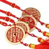 Pingente Autêntico Taoísta de Latão Puro Espírito da Montanha Flor com Borla de Moeda Antiga Ornamento para Pendurar no Carro Bolsa de Cinábrio Bagua Decoração de Moeda de Cobre