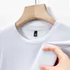 Camiseta masculina de manga curta de seda gelada para o verão, gola redonda, sem costura, secagem rápida, cor sólida, estilo casual com seda de amoreira