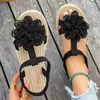 Zapatos planos de verano 2026 con estampado floral, suela gruesa, talla grande, sandalias romanas de tiras finas, estilo europeo y americano, venta al por mayor, zapatos de playa, dropshipping