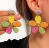 Yongge Joyería-Aretes Florales Hechos a Mano Estilo Resort, Aretes Florales Grandes Exagerados, Aretes de Rafia con Atmósfera de Playa
