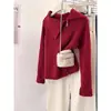 Abrigo Sudadera de Diseñador Otoño/Invierno 2026 con Acabado de Alta Gama, Cárdigan de Punto Gris con Cuello Solapa y Doble Cremallera para Mujer