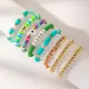 Europa y América. Pulsera Verde del Día de San Patricio Apilada con Cuentas de Arcilla Suave, Decoración de Colgante Hecho a Mano de Trébol de Cuatro Hojas de Buena Suerte