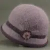 Sombrero de Invierno para Personas de Mediana Edad y Mayores, Sombrero de Lana Tejida de Pelo de Conejo para Mujer, Sombrero de Pescador Grueso con Felpa para Proteger del Frío y las Orejas, Cálido