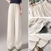 Pantalones de pierna ancha de cintura alta, a la moda y rejuvenecedores, para mujer, otoño e invierno, con efecto de caída, adelgazantes y de corte holgado, hechos de tela de punto suave, pantalones casuales