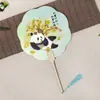 Abanico retro cultural y creativo estilo chino, abanico redondo tradicional de panda, abanico de papel con diseños creativos de frutas, abanico de mano Hanfu