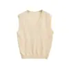 Chaleco de Punto con Cuello en V sin Mangas Estilo Retro Americano con Capas Otoño Nueva Moda Simple Holgado Color Sólido Informal