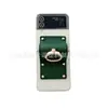 Capa de celular com tela dobrável para Samsung zFlip4 Galaxy Zflip3 capa com padrão de couro transparente anel de diamante