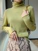 24 Suéter de Caxemira Novo Outono/Inverno para Mulheres, Gola Alta Solta, Caimento Amplo, Cor Sólida, Manga Longa, Suéter Base de Malha Grossa