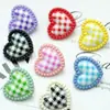 Botões de Plástico, Botões Coloridos de Coração com Xadrez, Botões de Resina com Pézinhos para Roupas Infantis, Botões Decorativos Superiores de Pé Alto