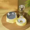 Protección para mascotas para la columna cervical, previene el vuelco. Tazón de comida/alimentador lindo para gatos, tazón de acero inoxidable de doble propósito para comer y beber.